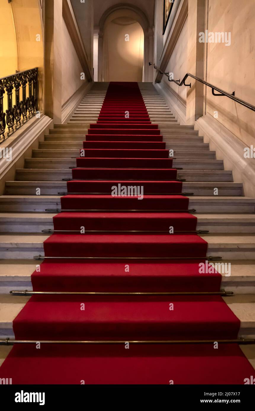 Staircase with Red Carpet in Switzerland. *** Local Caption *** red