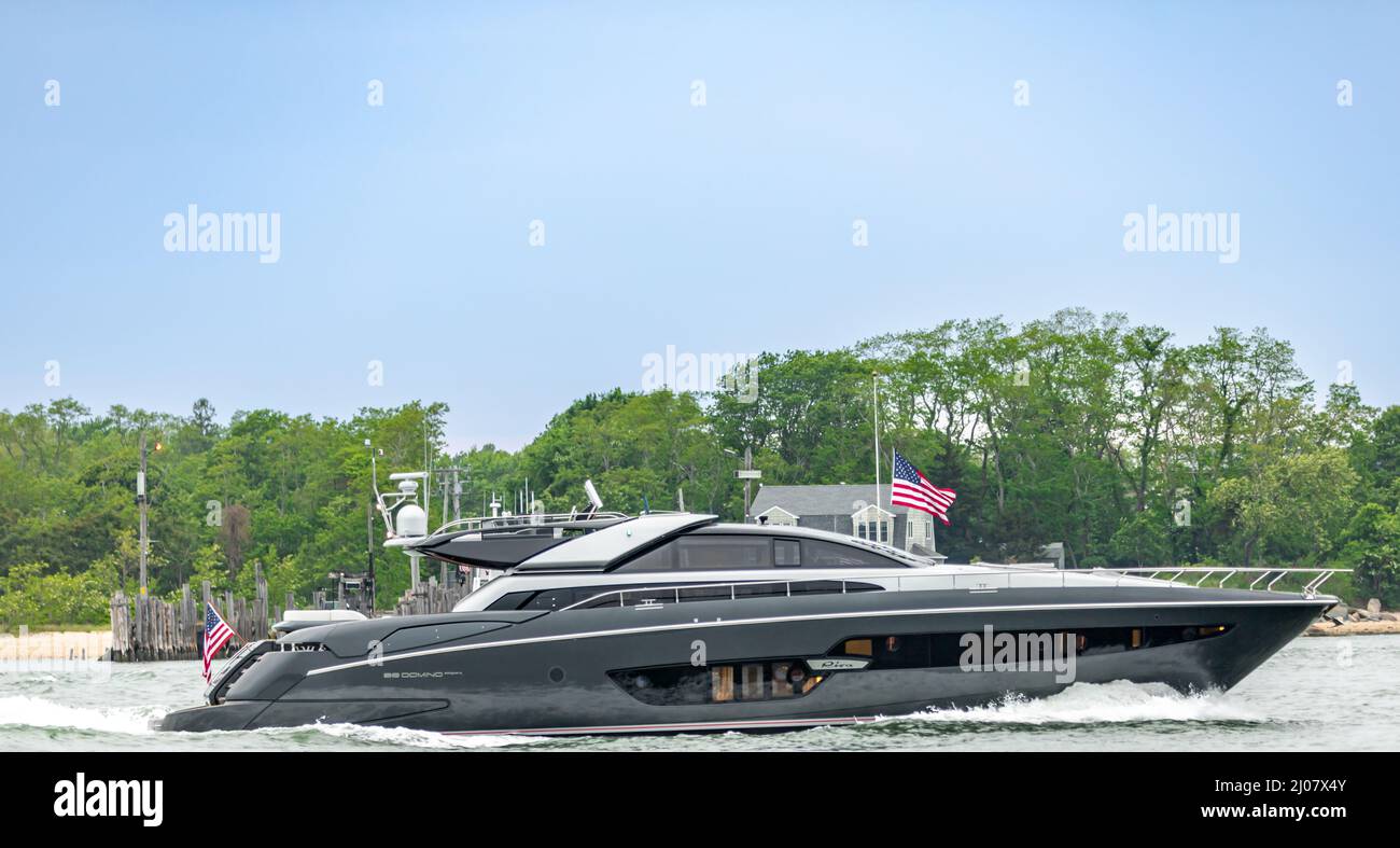 Riva motor yacht indiscretion underway off the coast of Shelter Island