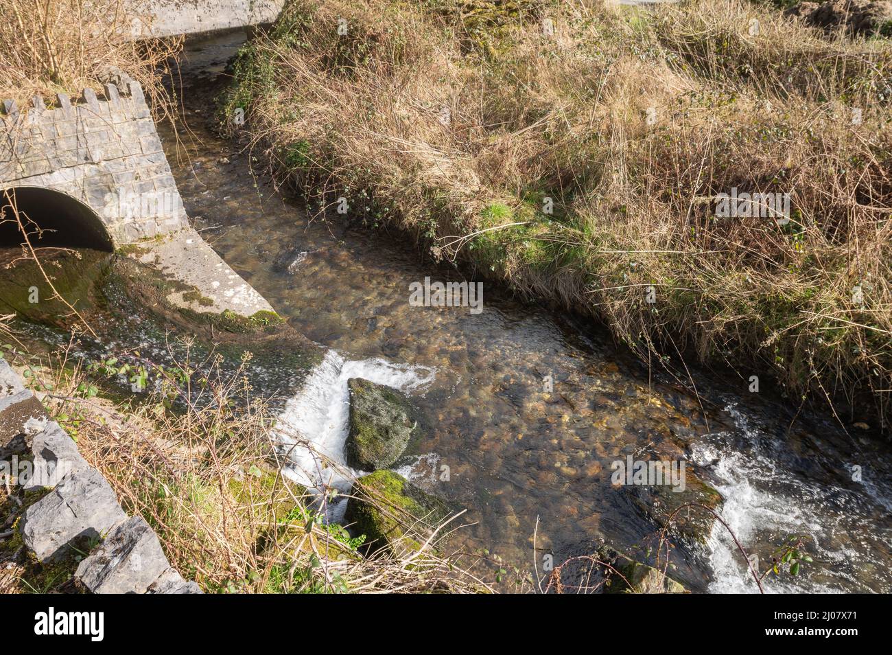 Boulder blocking fish passage Stock Photo