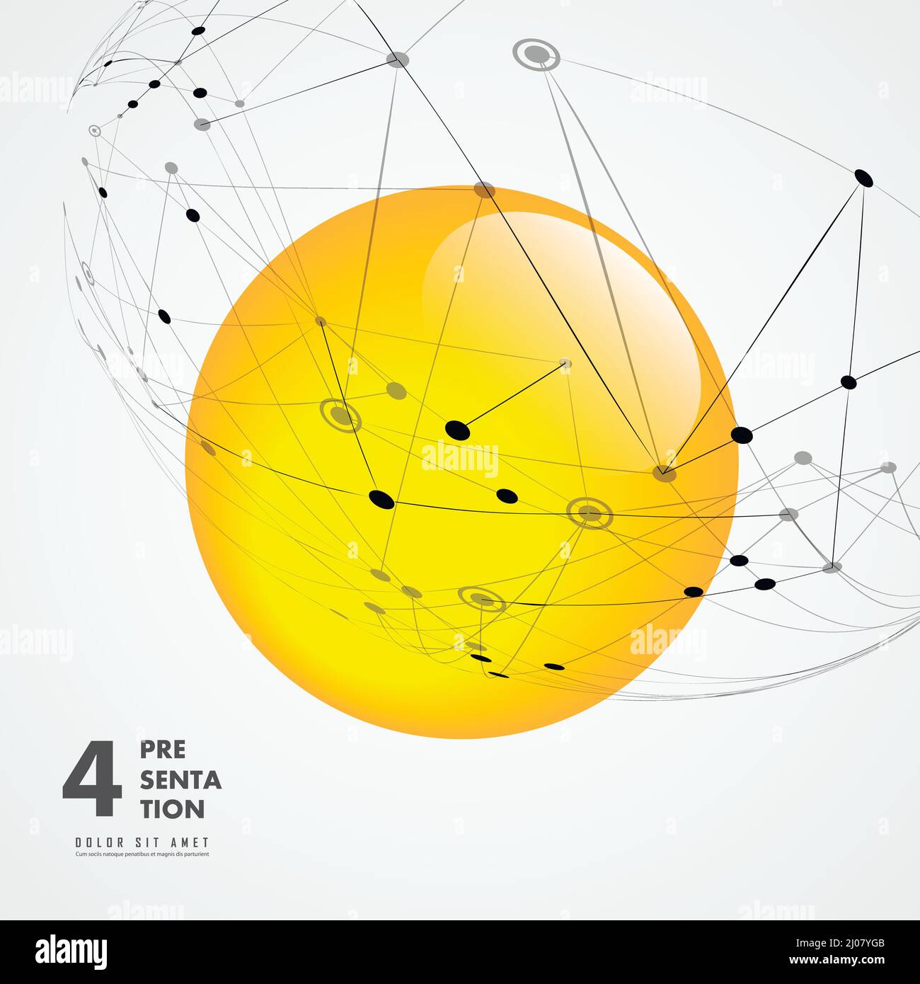 Vector ball abstract line design. Sphere with connected lines and dots ...
