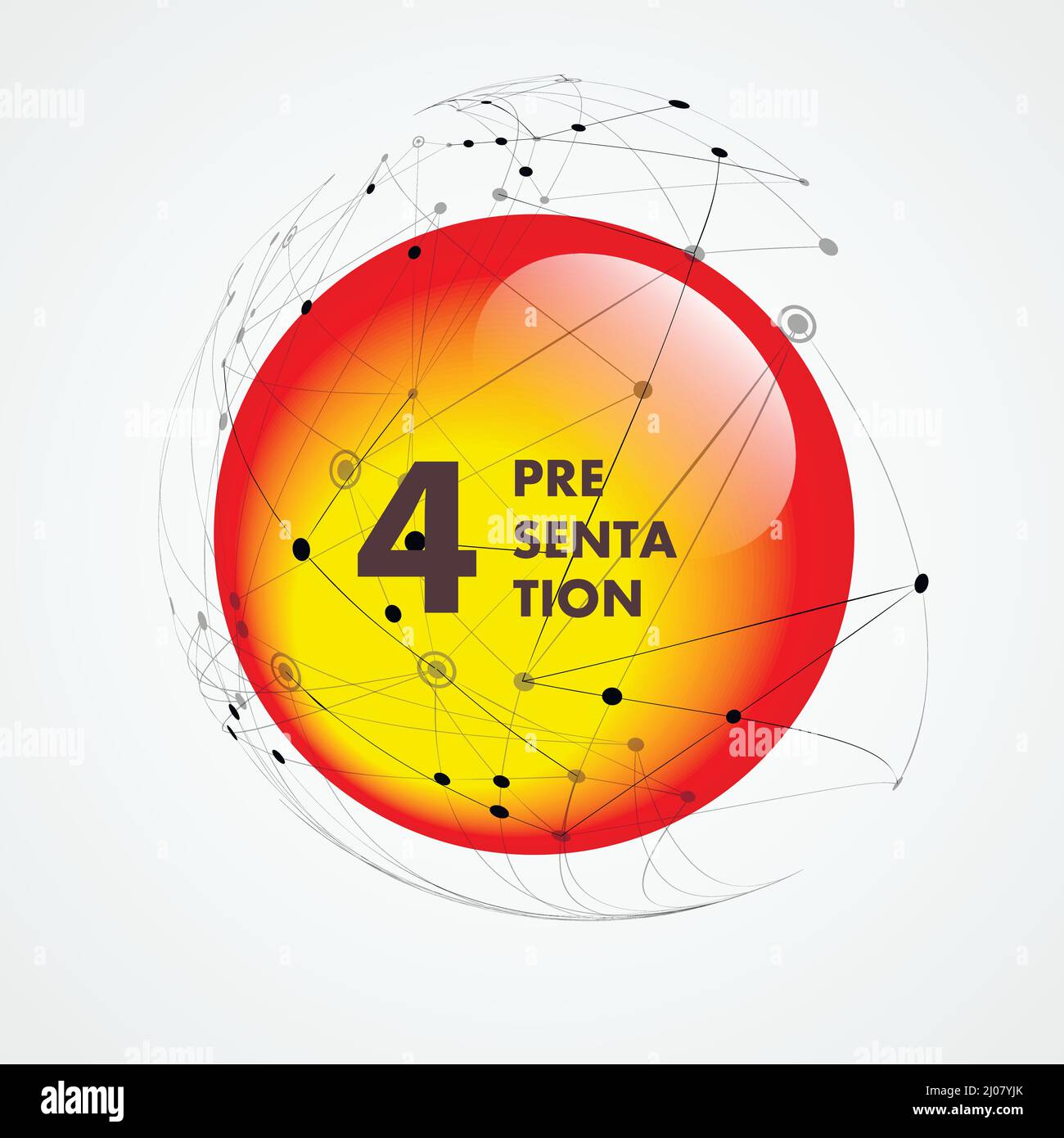 Vector ball abstract line design. Sphere with connected lines and dots ...