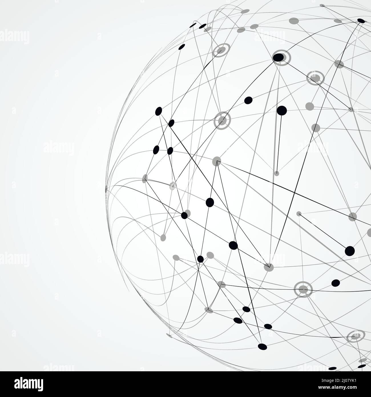Vector ball abstract line design. Sphere with connected lines and dots. Network structure. Digital big data concept Stock Vector