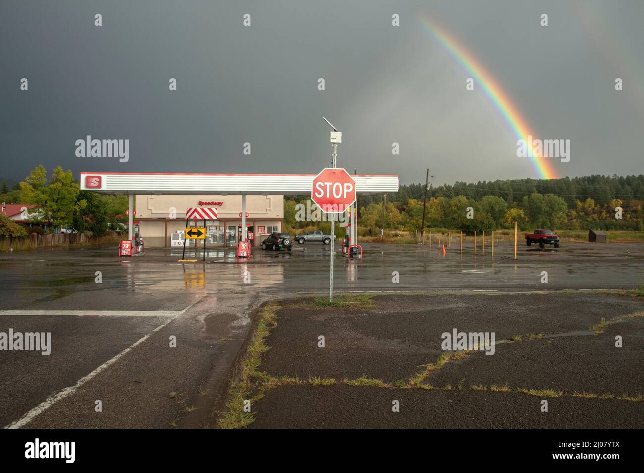 USA, Rocky Mountains, New Mexico, Chama, rainbow Stock Photo