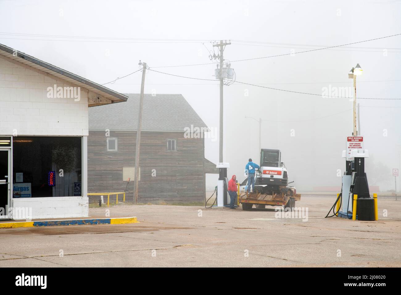 USA, Great Plains, Kansas, Harper County,Sawyer, gas station Stock