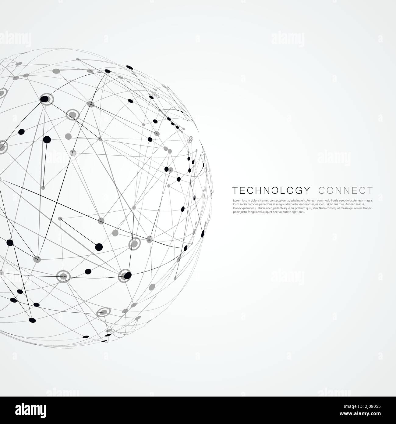 Vector ball abstract line design. Sphere with connected lines and dots. Network structure. Digital big data concept Stock Vector