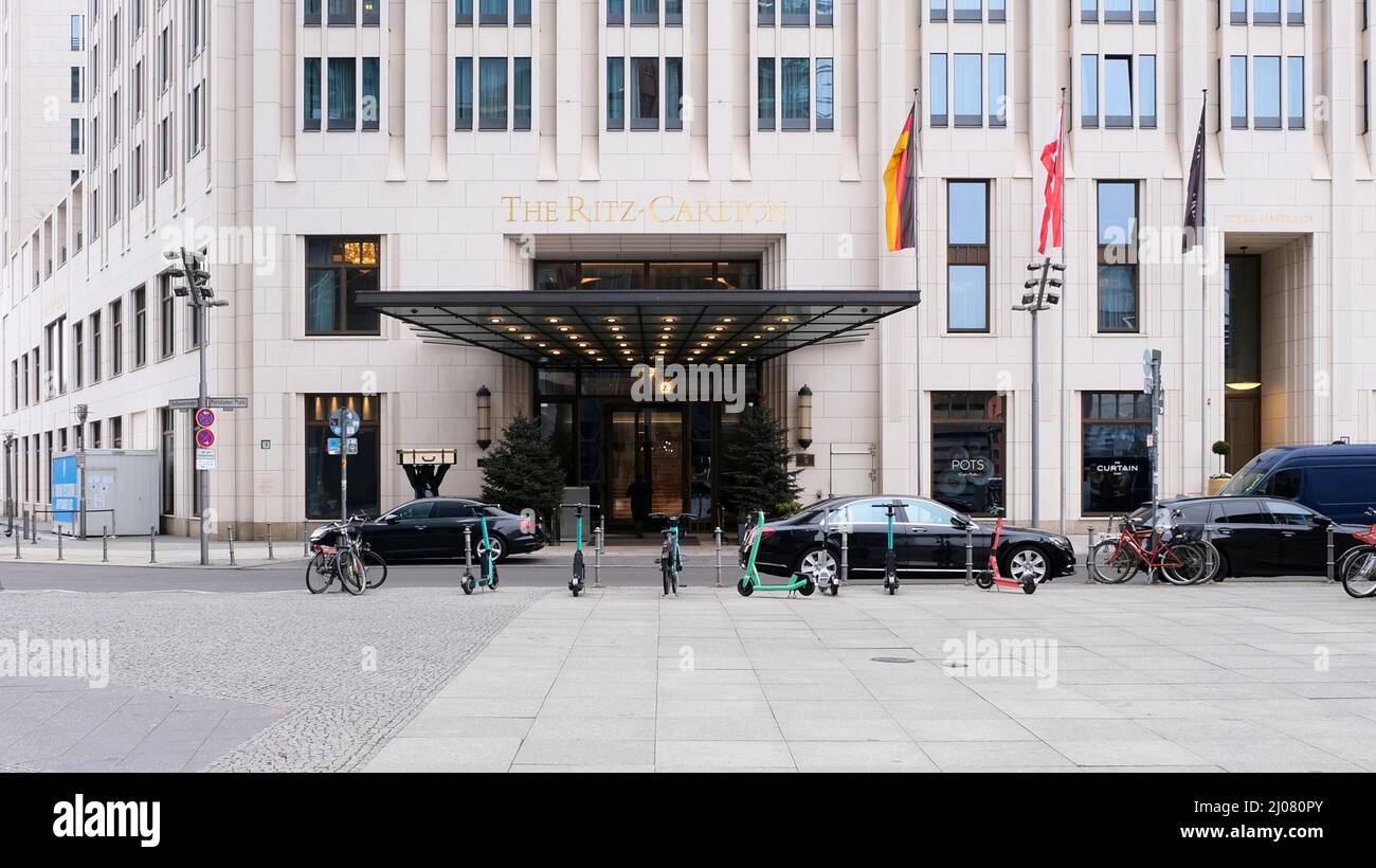 Berlin, germany, entrance area of the Ritz Carlton Hotel at Potsdamer Platz Stock Photo