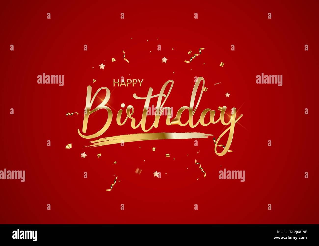 Happy Birthday Background with golden confetti and sparkle bokeh lights ...