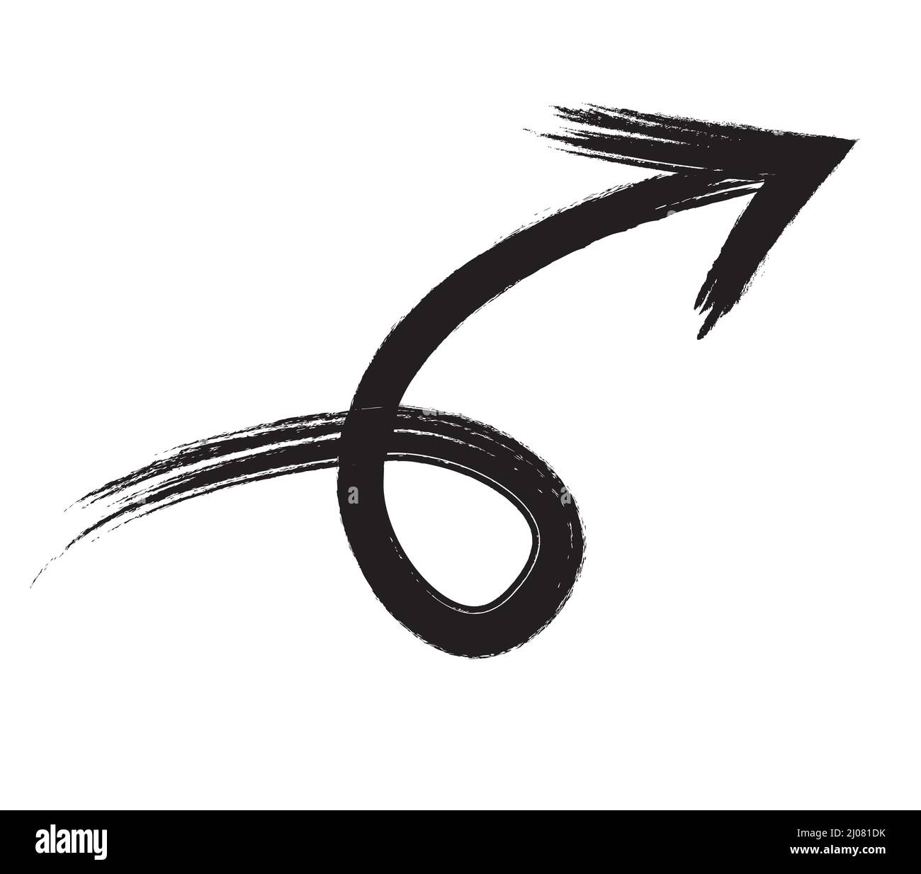 Black hand drawn brush stroke arrow isolated on white. Vectpr ...