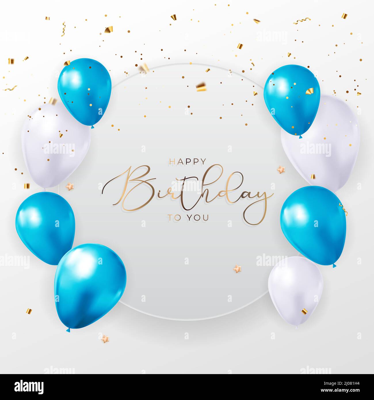 Happy Birthday congratulations banner design with Confetti, Balloons ...