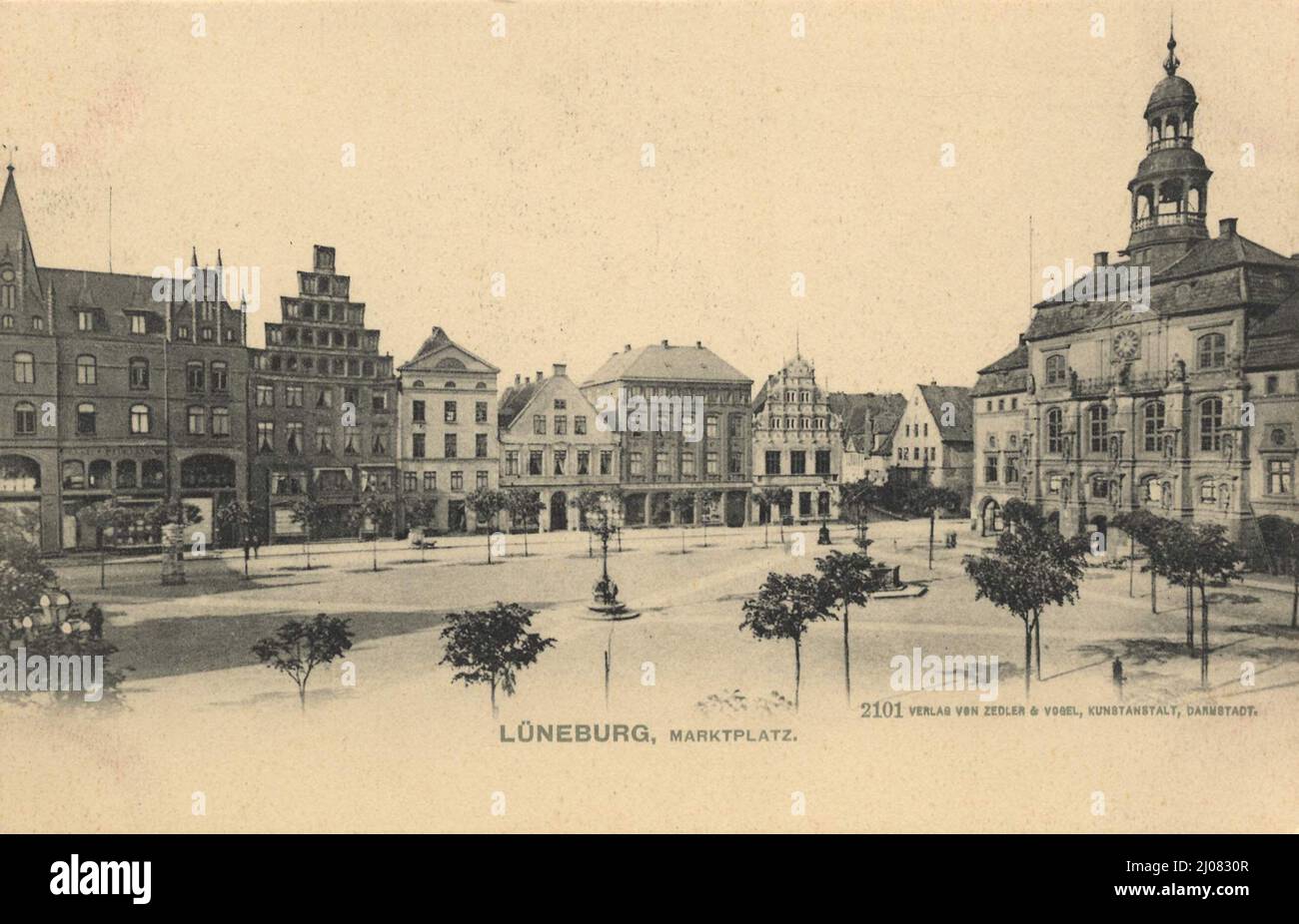 Marktplatz von Lüneburg, Niedersachsen, Deutschland, Ansicht um ca 1910, digitale Reproduktion einer historischen Postkarte, public domain, aus der damaligen Zeit, genaues Datum unbekannt Stock Photo