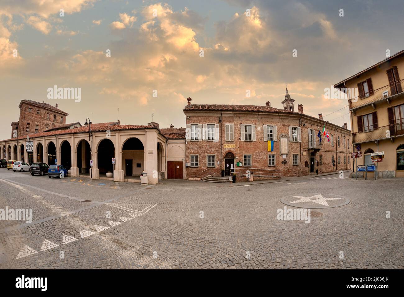 Scarnafigi, Cuneo, Italy - March 16, 2022: the town hall in corso Carlo Alberto Stock Photo