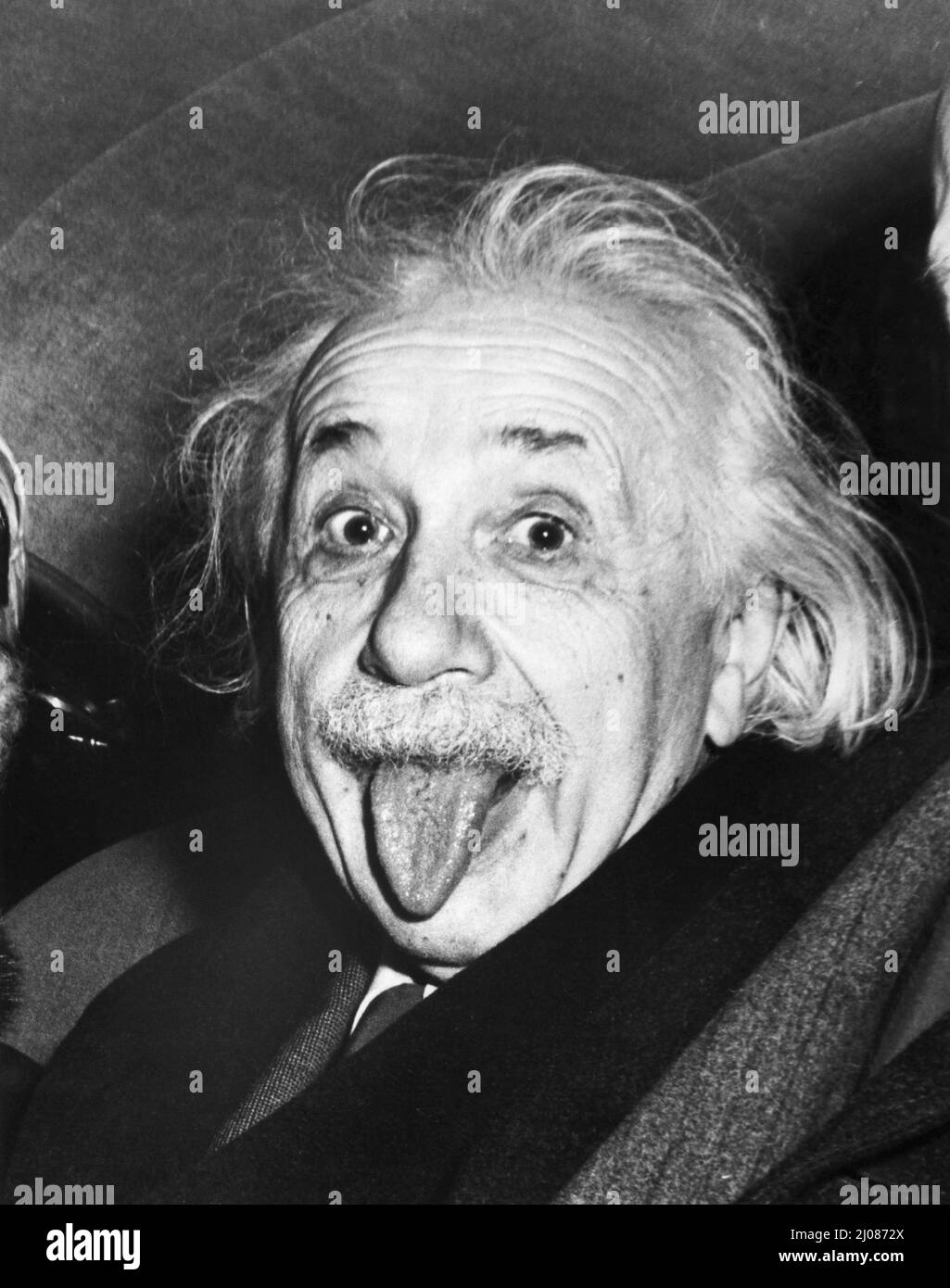 Albert Einstein Sticking Out His Tongue Stock Photo