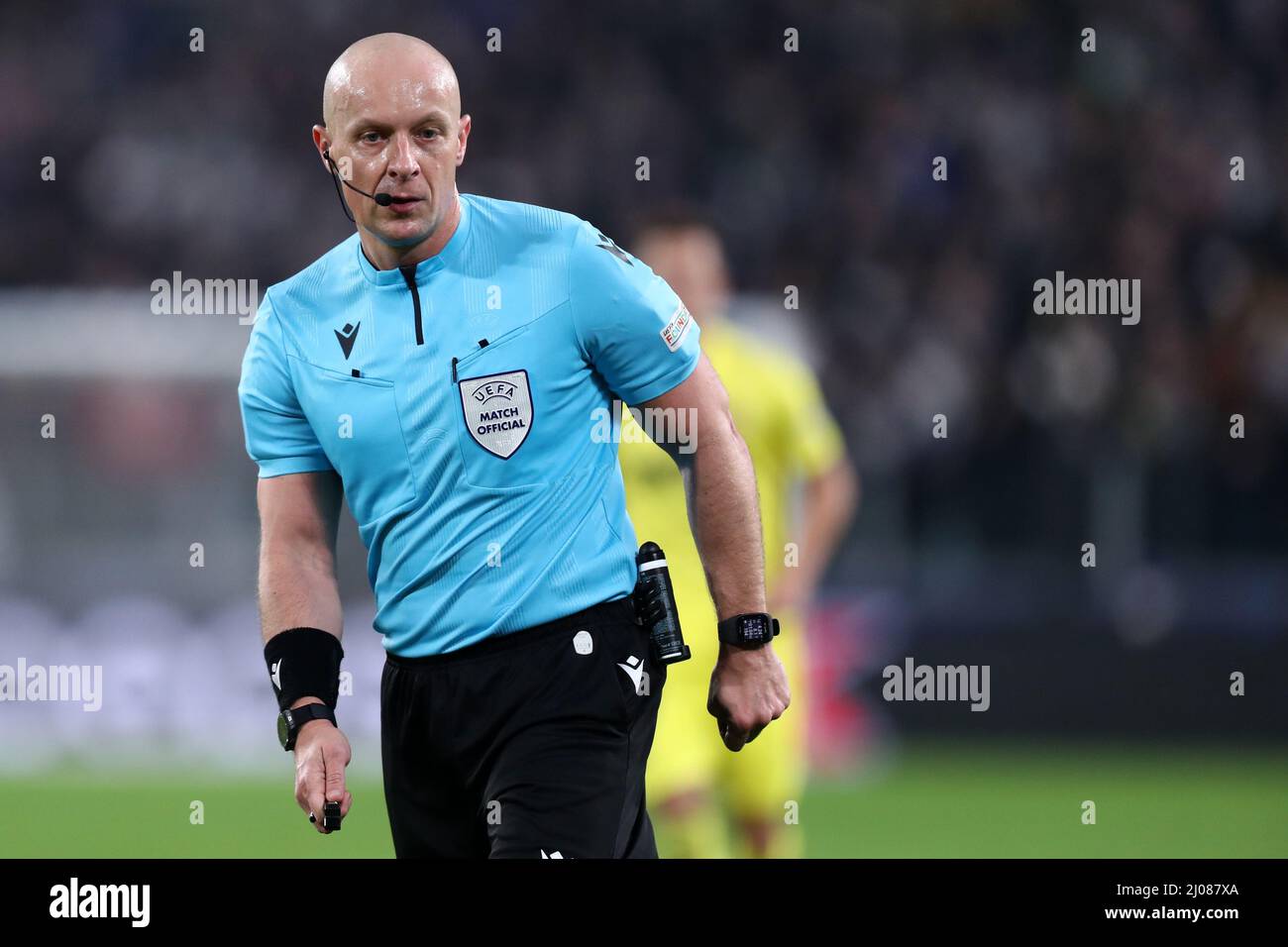 Turin, Italy. 16th Mar, 2022. Torino, Italy. 16th Mar, 2022. Official Referee Szymon Marciniak looks on during the UEFA Champions League Round Of Sixteen Leg Two match between Juventus Fc and Villareal CF at Allianz Stadium on March 16, 2022. Credit: Marco Canoniero/Alamy Live News Credit: Marco Canoniero/Alamy Live News Stock Photo
