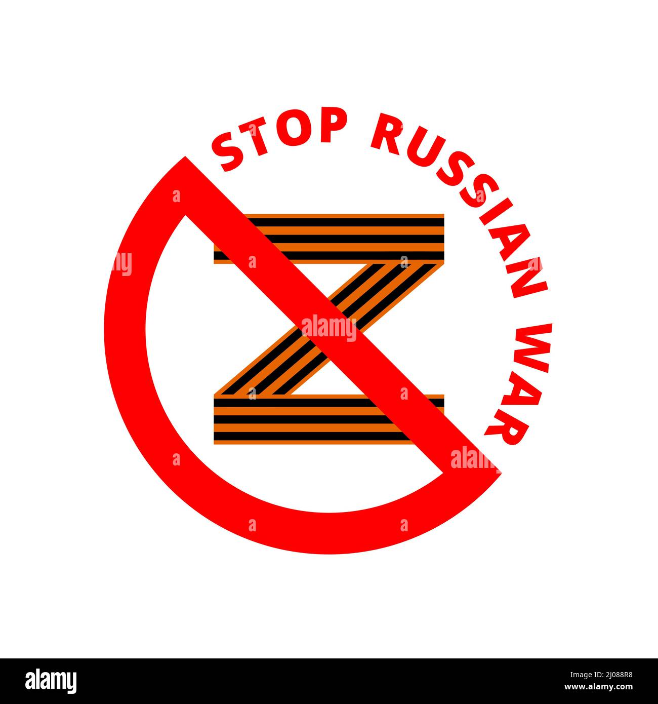 Stop russian war against Ukraine. Z symbol inside prohibition sign Stock Vector