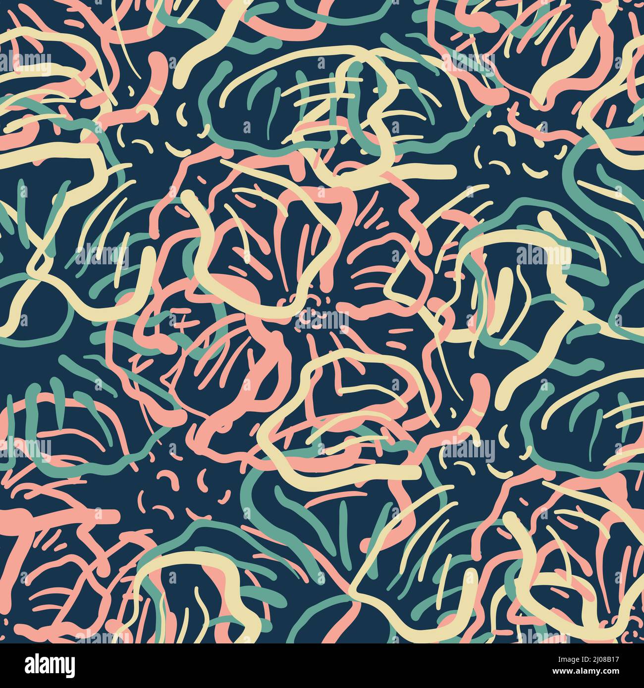 Abstract wild meadow flower seamless vector pattern background. Floral ...