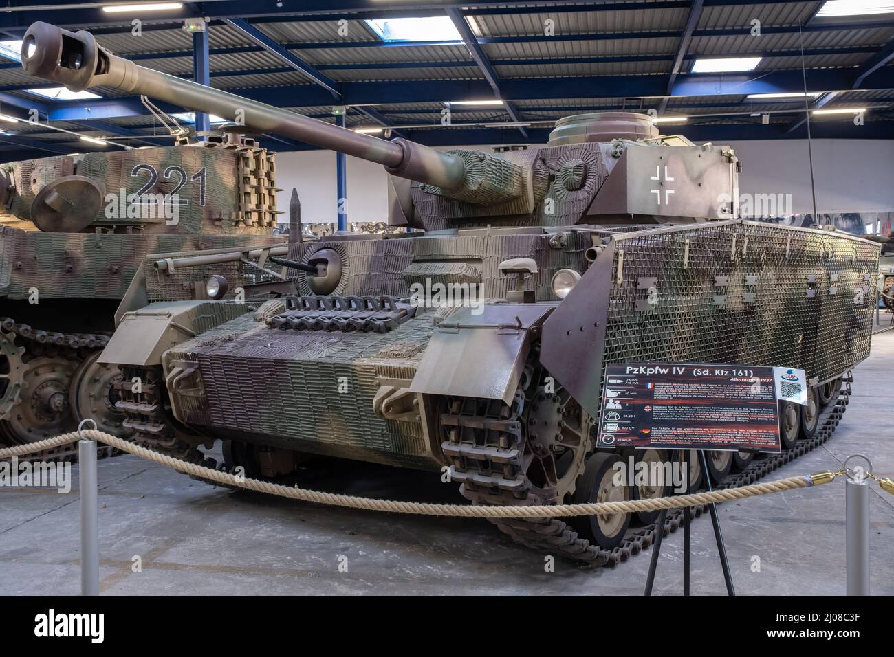 Saumur, France - February 26, 2022:  German Panzer IV (Sd. Kfz. 161). Tank museum in Saumur (Musee des Blindes). Second world war exhibition. Selectiv Stock Photo