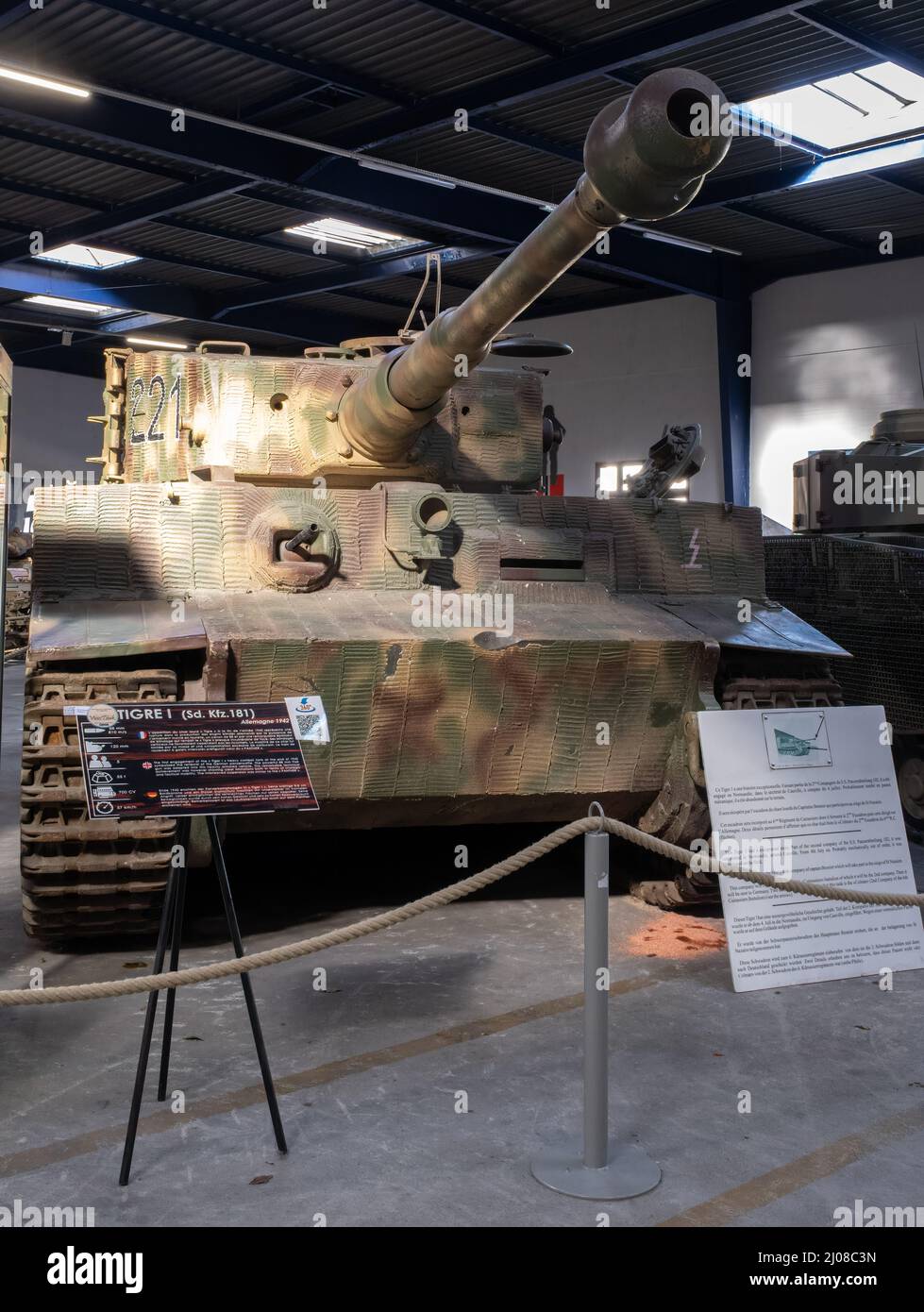 Saumur, France - February 26, 2022:  German Tiger I (Panzer VI Sd. Kfz. 181). Tank museum in Saumur (Musee des Blindes). Second world war exhibition. Stock Photo