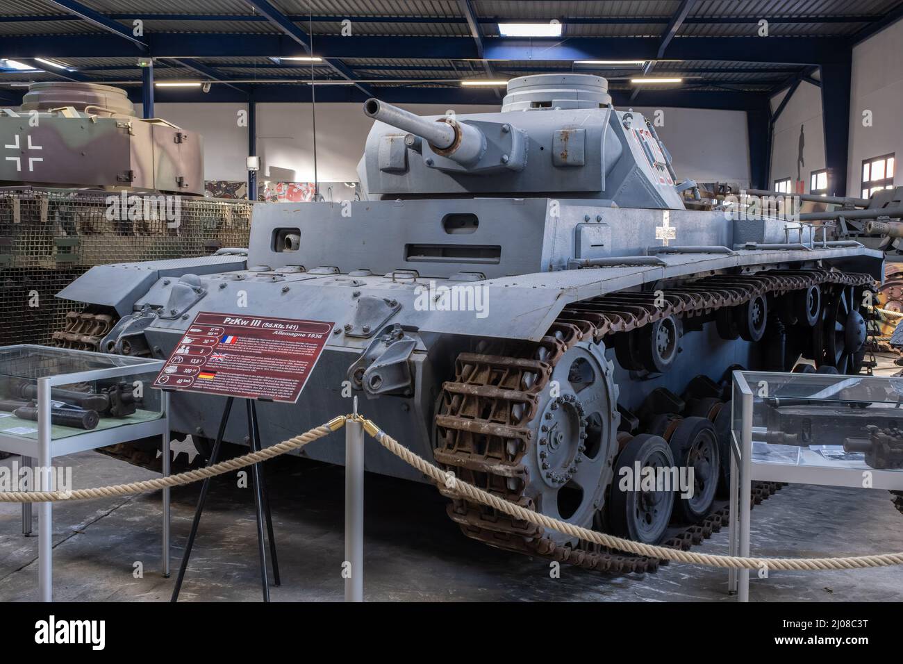 Saumur, France - February 26, 2022:  German Panzer III (Sd. Kfz. 141). Tank museum in Saumur (Musee des Blindes). Second world war exhibition. Selecti Stock Photo