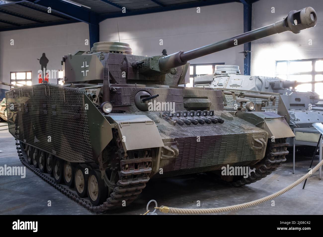 Saumur, France - February 26, 2022:  German Panzer IV (Sd. Kfz. 161). Tank museum in Saumur (Musee des Blindes). Second world war exhibition. Selectiv Stock Photo