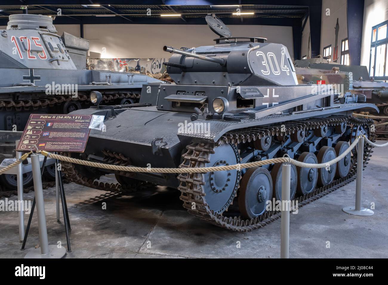 Saumur, France - February 26, 2022:  German Panzer II (Sd. Kfz. 121). Tank museum in Saumur (Musee des Blindes). Second world war exhibition. Selectiv Stock Photo