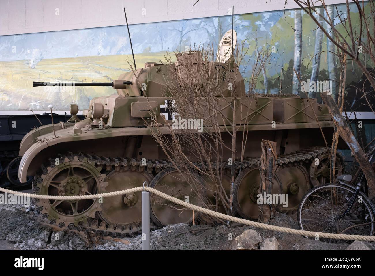 Saumur, France - February 26, 2022:  German Lynx or Luchs (Panzer II Sd. Kfz. 123). Tank museum in Saumur (Musee des Blindes). Second world war exhibi Stock Photo