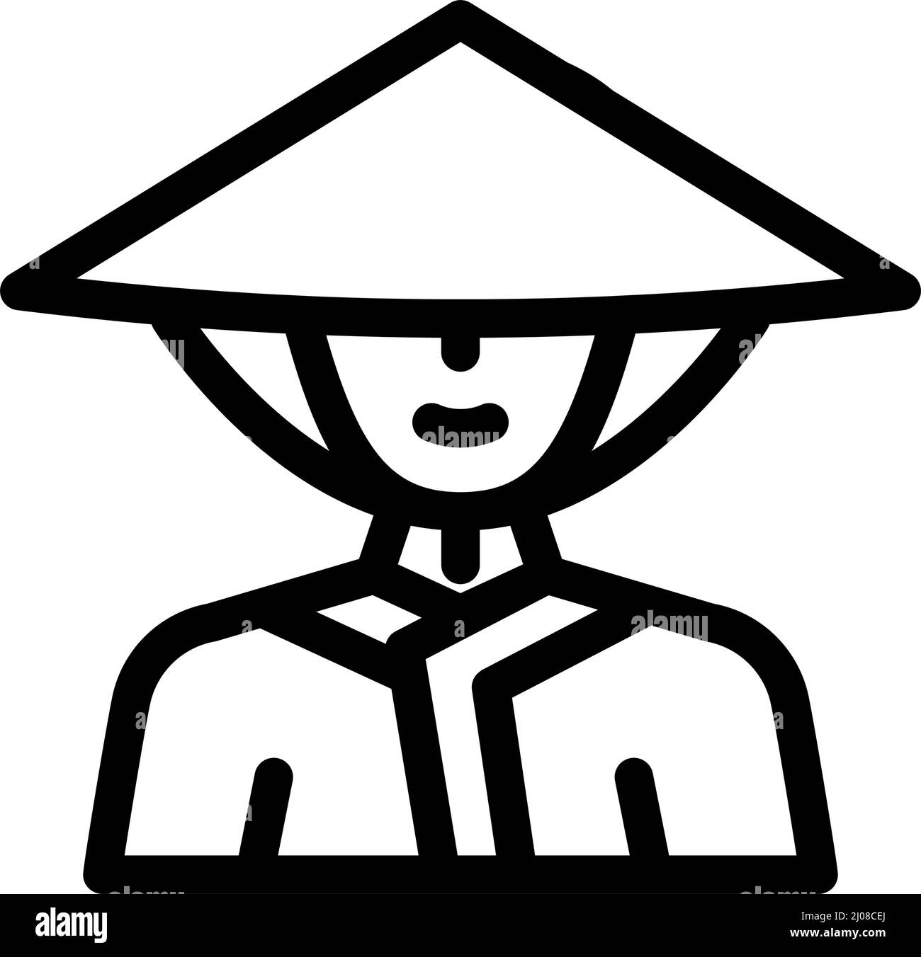 dawley chinese conical hat line icon vector illustration Stock Vector