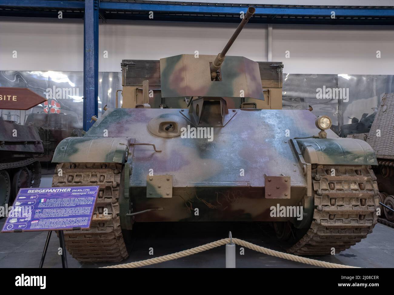 Saumur, France - February 26, 2022:  German Bergepanther (Sd. Kfz. 179). Tank museum in Saumur (Musee des Blindes). Second world war exhibition. Selec Stock Photo