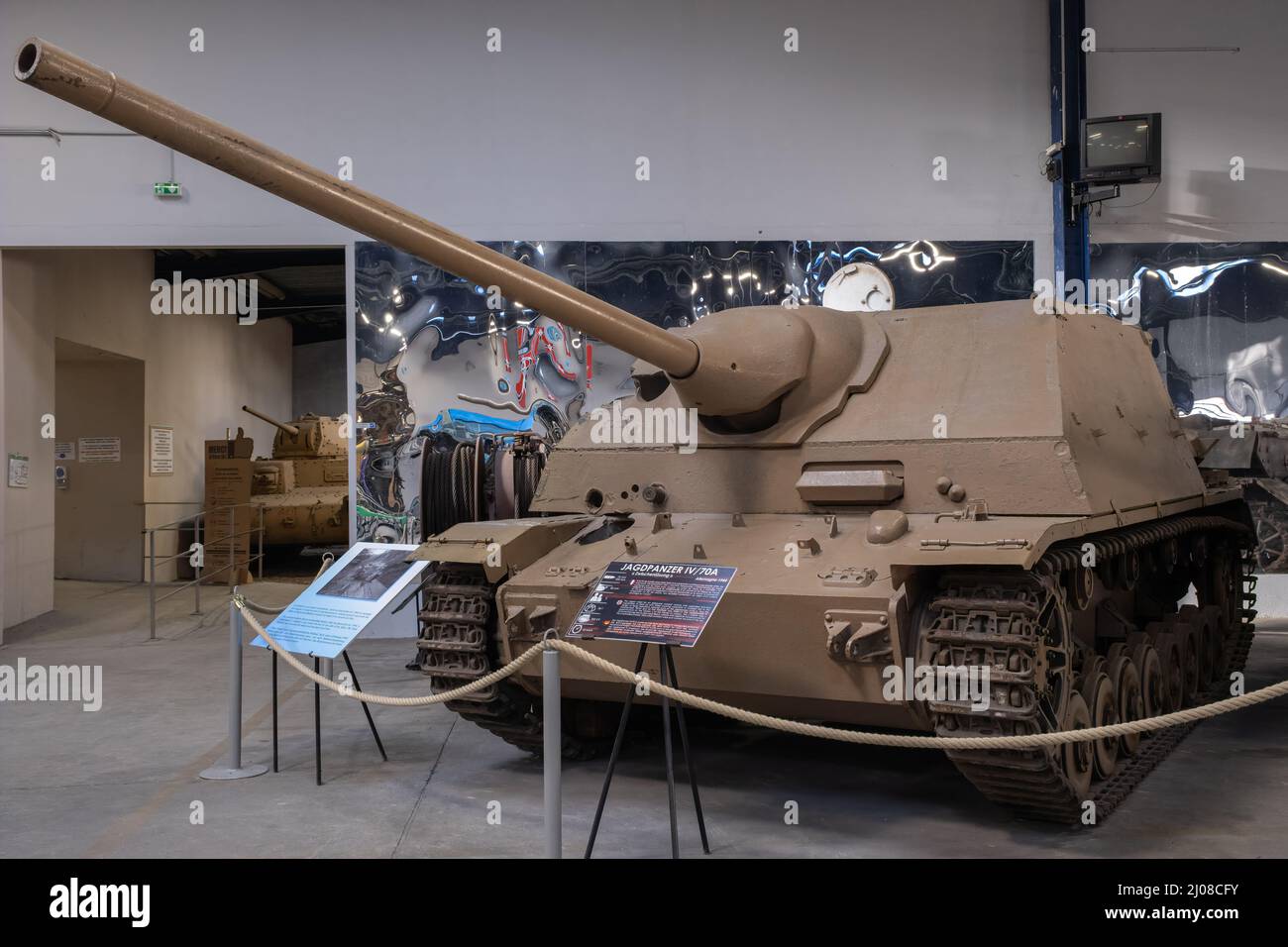 Saumur, France - February 26, 2022:  German Jagdpanzer IV 70A (tank destroyer). Tank museum in Saumur (Musee des Blindes). Second world war exhibition Stock Photo