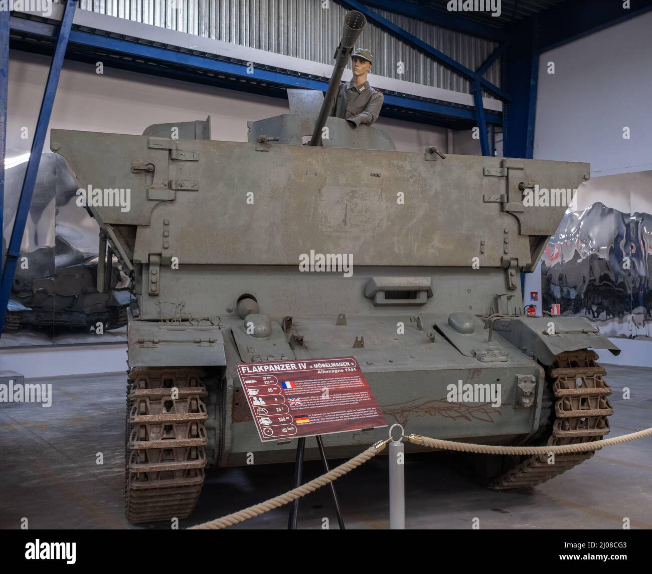 Saumur, France - February 26, 2022:  German Flakpanzer IV (Mobelwagen). Tank museum in Saumur (Musee des Blindes). Second world war exhibition. Select Stock Photo