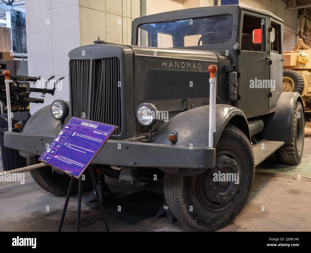 Saumur, France - February 26, 2022:  German Hanomag. It was designed to tow V1 and V2 rockets. Tank museum in Saumur (Musee des Blindes). Second world Stock Photo