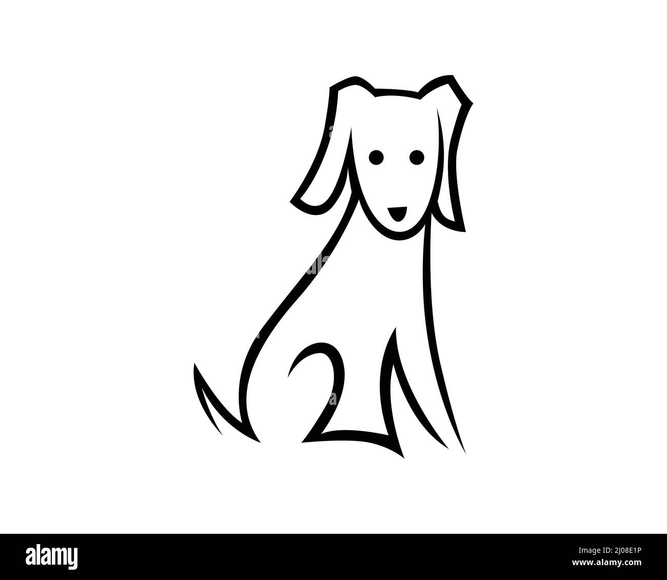 Cute Dog with Sitting Gesture Silhouette Stock Vector
