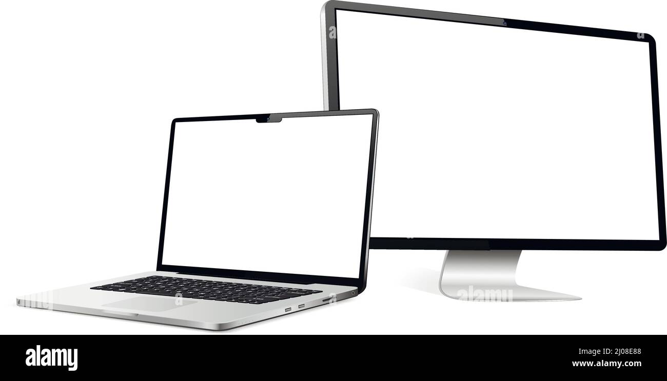 Responsive web design computer display with laptop isolated Stock ...