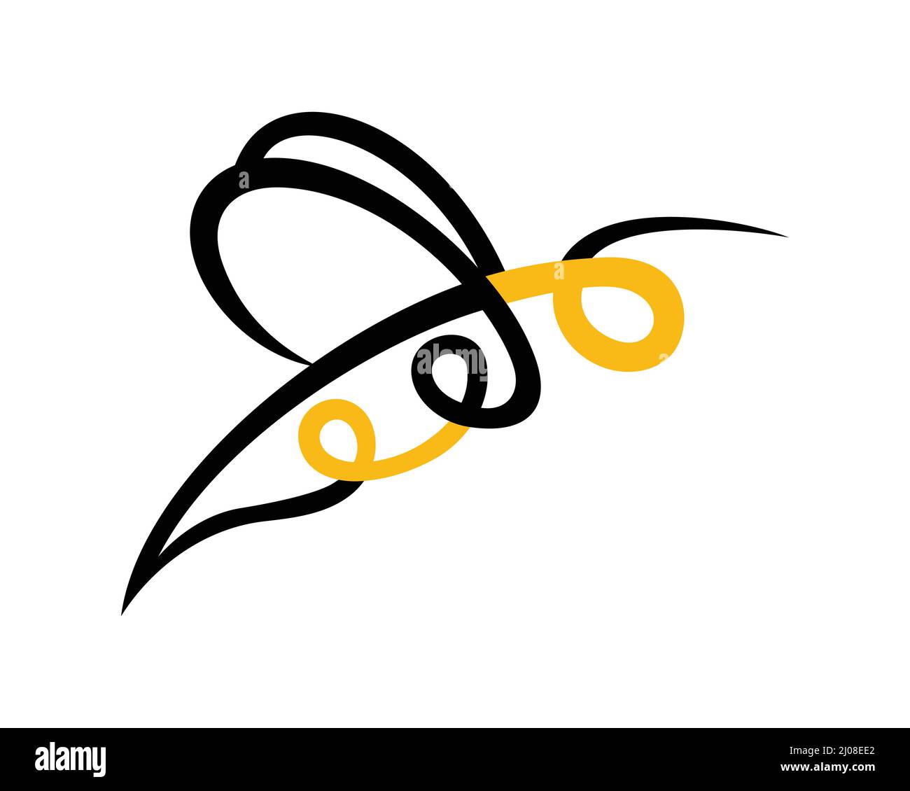 Simple Flying Bee Creative Symbol Stock Vector