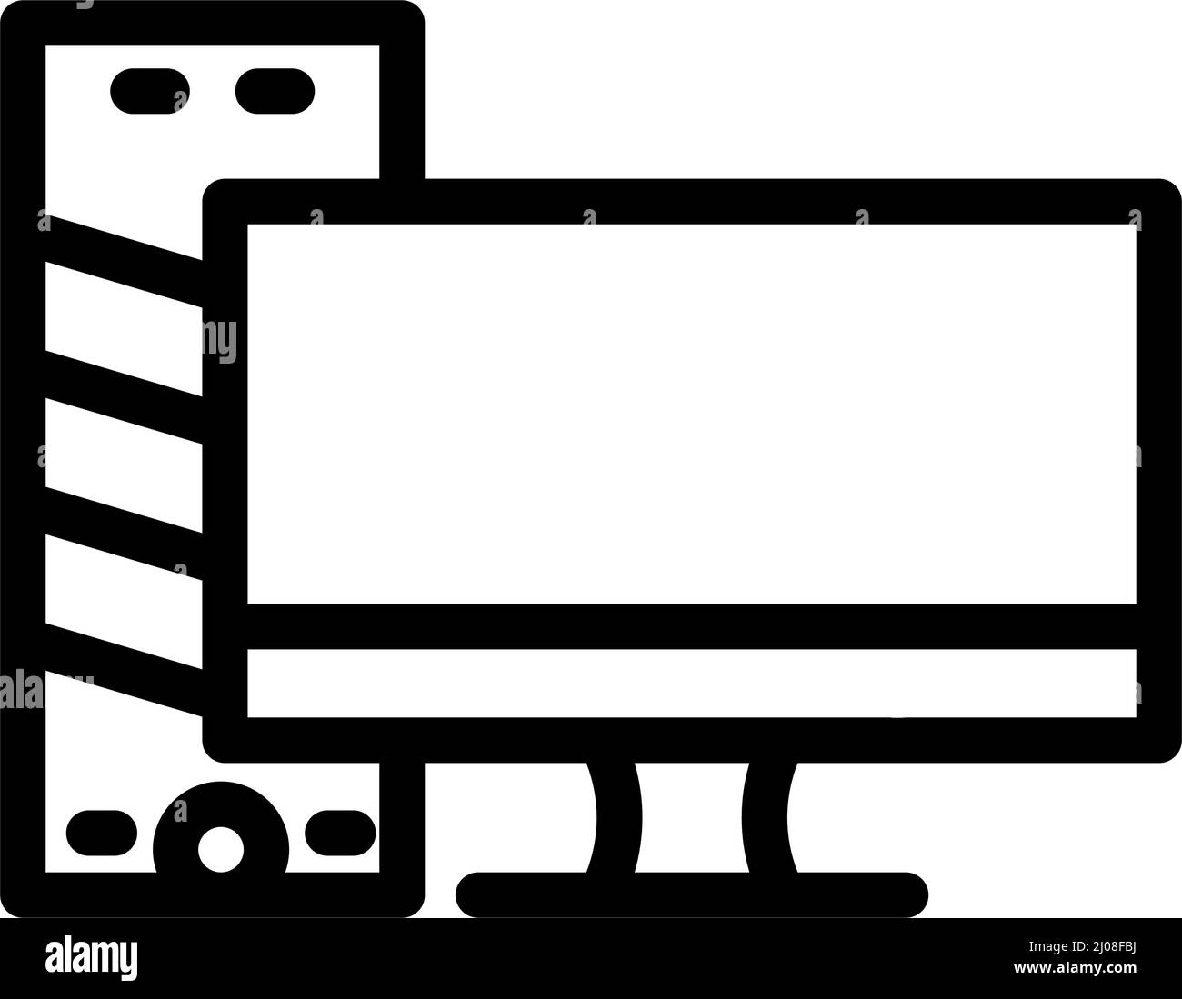 computer with monitor line icon vector illustration Stock Vector