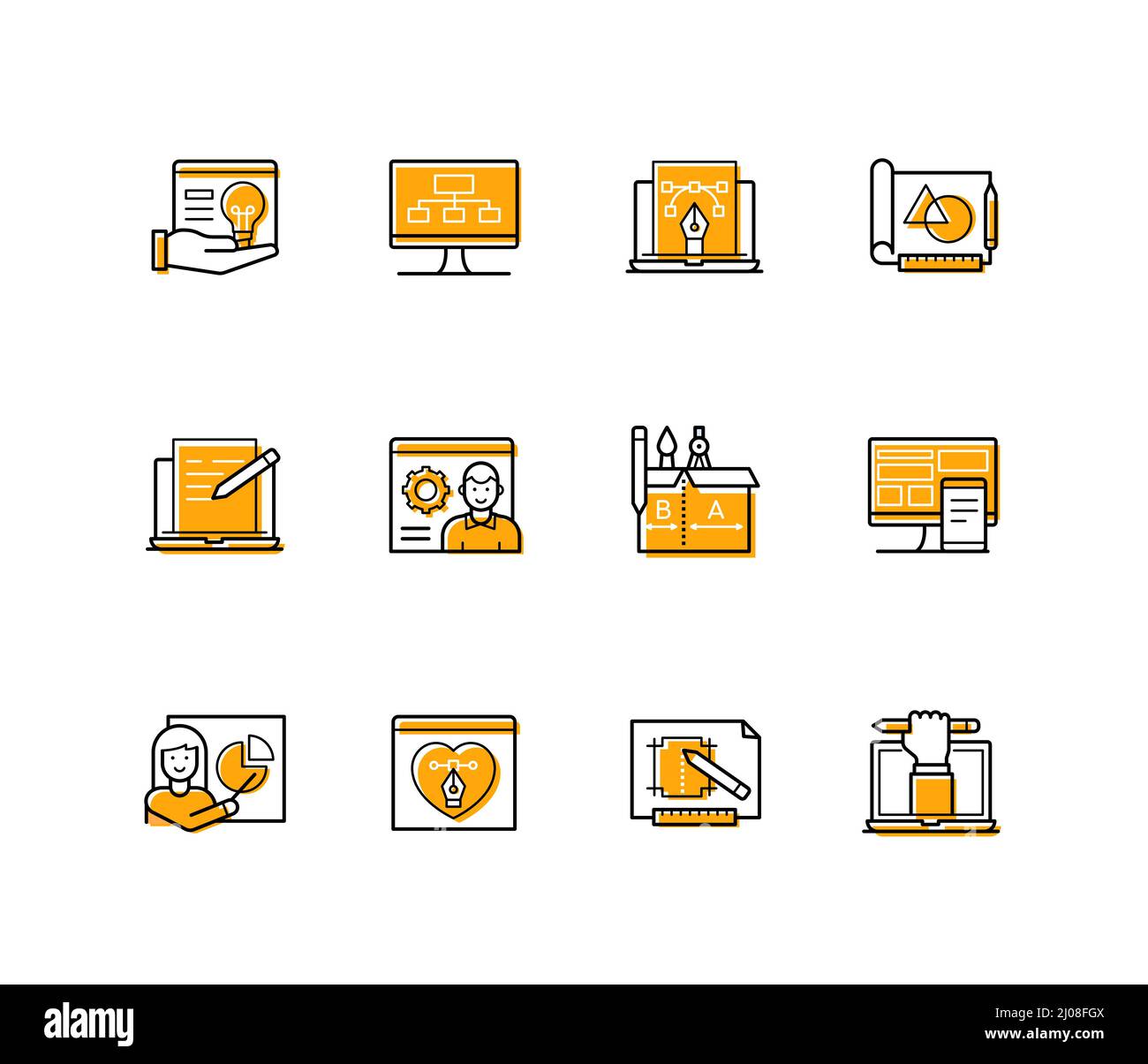 Designer work - modern line design style icons set Stock Vector