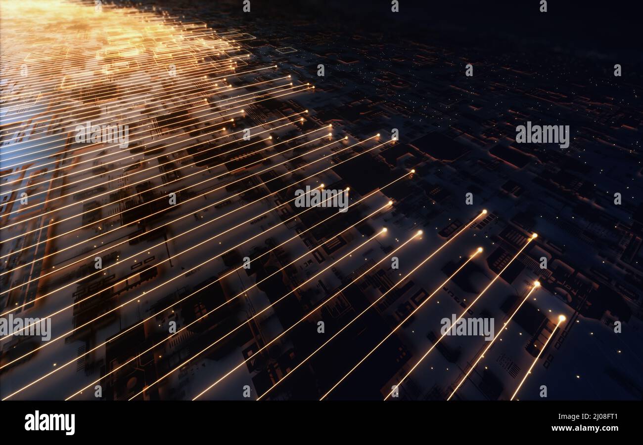 3D illustration, abstract background image concept. Data lines around the world, cloud computing concept. Stock Photo