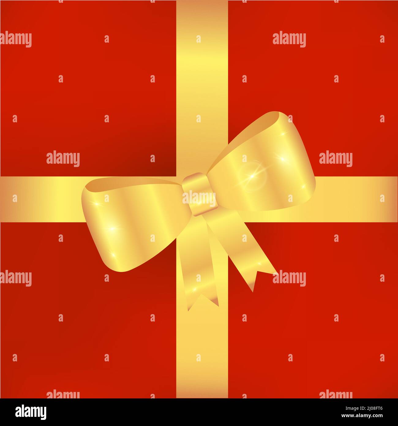 Red box with golden gift bow Stock Vector Image & Art Alamy