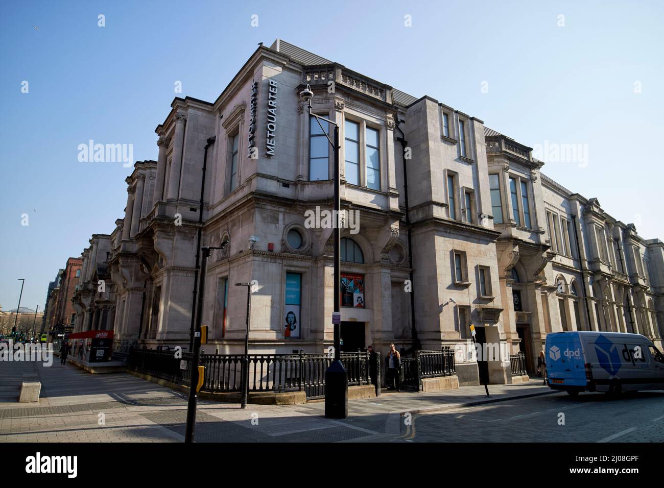 former gpo building now victoria street and stanley st junction side of metquarter shopping centre liverpool, england, uk Stock Photo