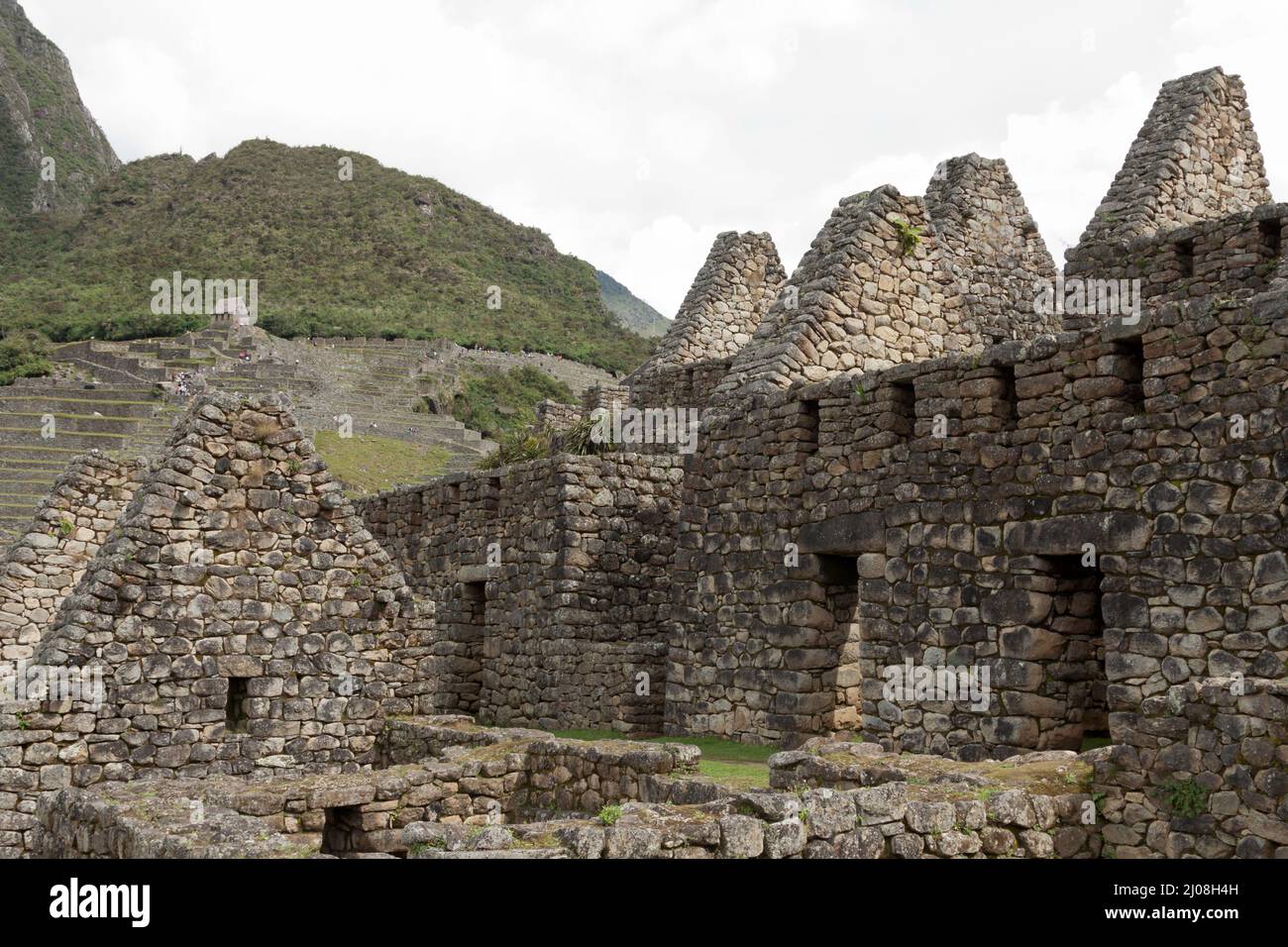 Inca archaeological site of Machu Picchu in the Andes Mountains, Peru ...