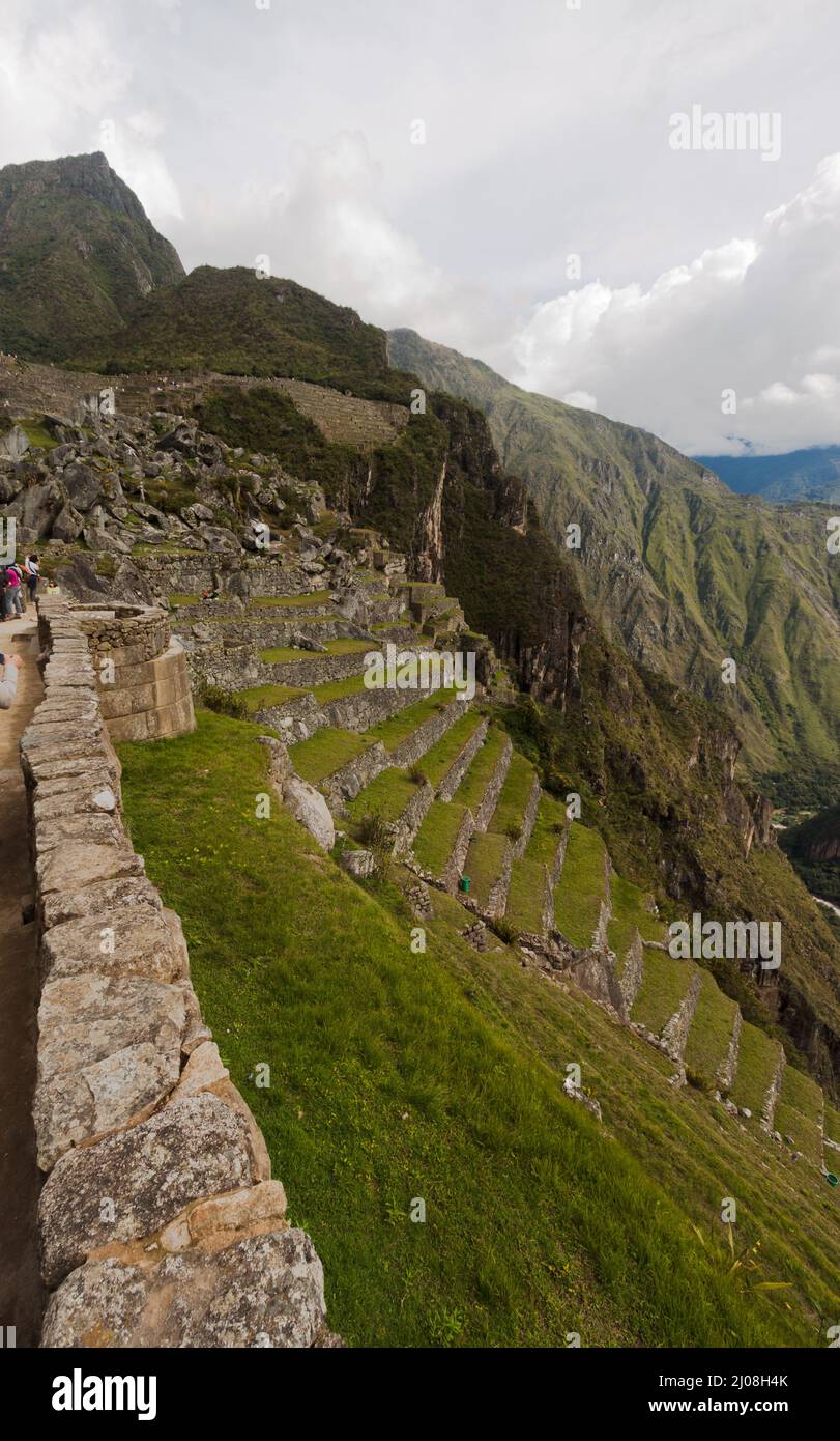 Inca archaeological site of Machu Picchu in the Andes Mountains, Peru ...