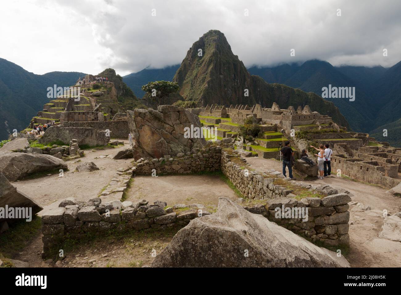 Inca archaeological site of Machu Picchu in the Andes Mountains, Peru ...