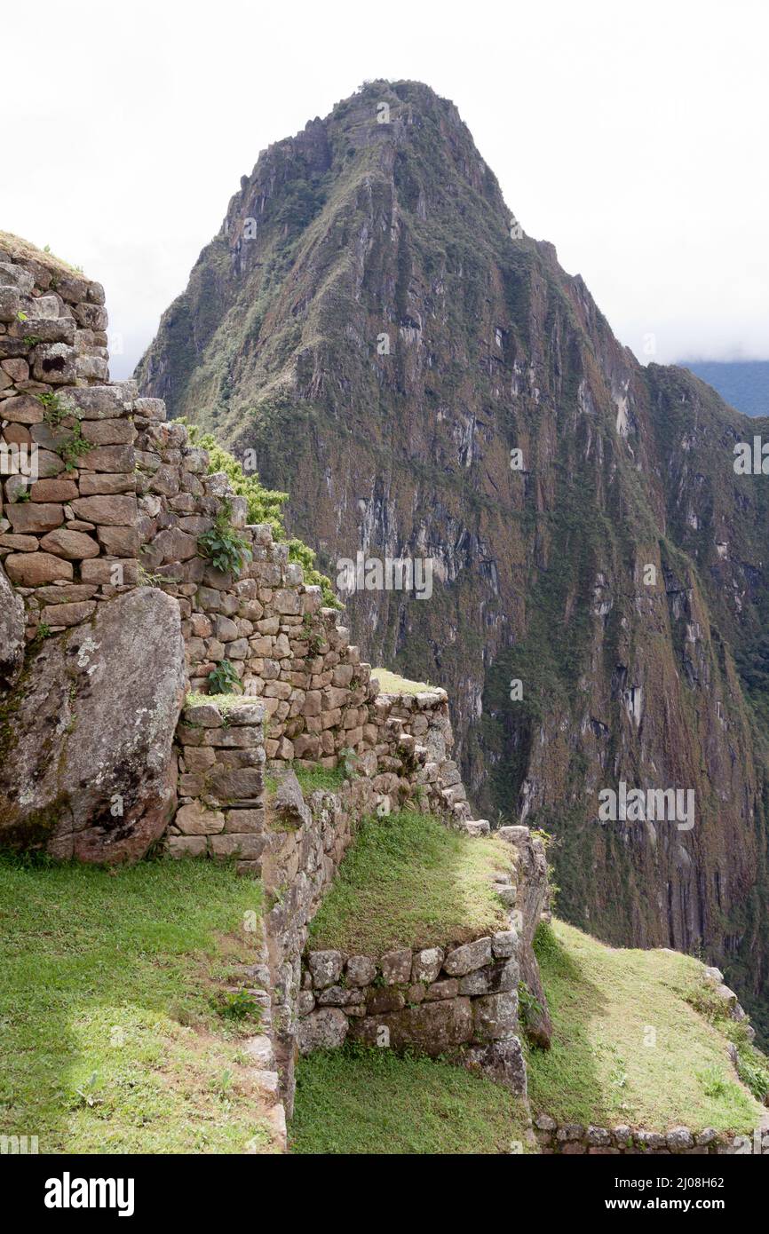 Inca archaeological site of Machu Picchu in the Andes Mountains, Peru ...