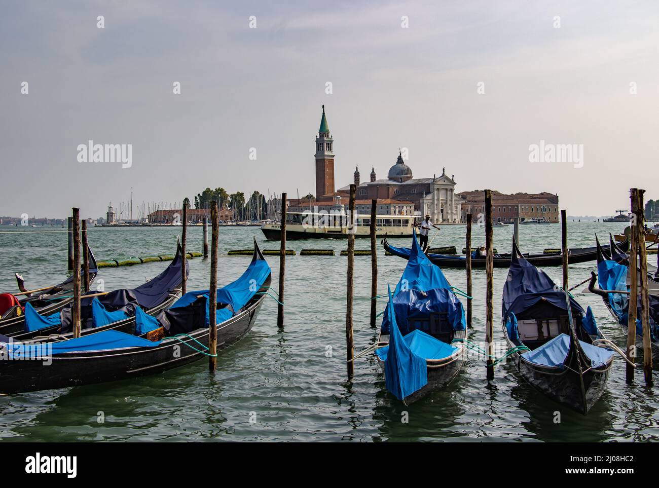 Blue Gondolas at the Grand Canal in Venice, Italy Stock Photo - Alamy