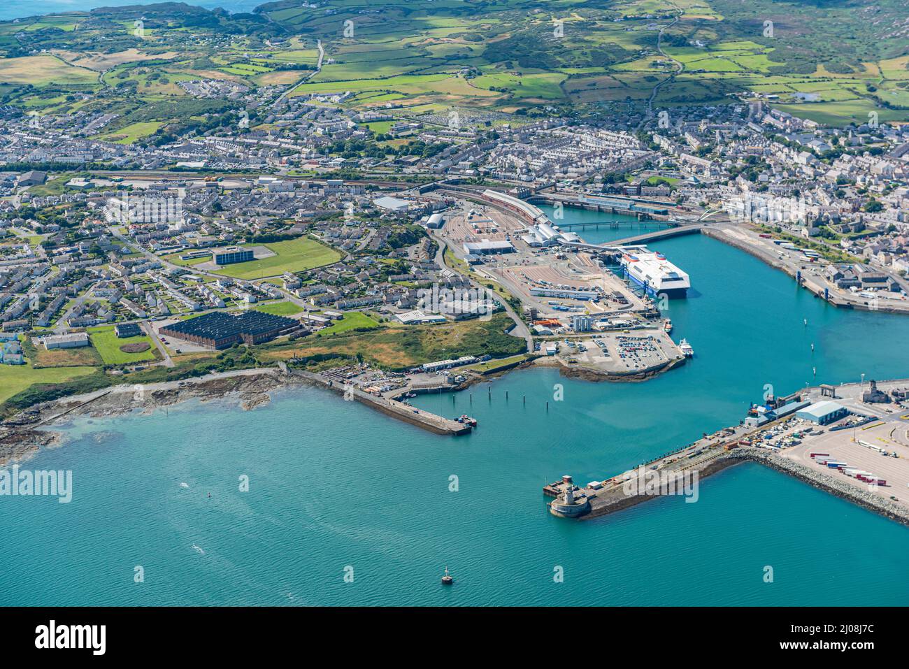 The Port of Holyhead is a commercial and ferry port in Anglesey, United Kingdom. Stock Photo