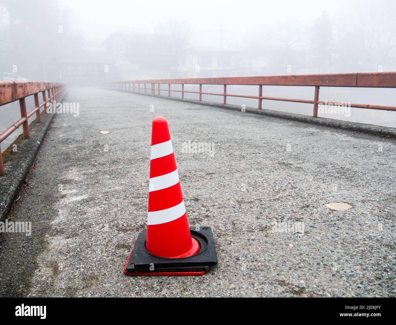 Traffic cone on a bridge in Nikko, Japan Stock Photo Alamy