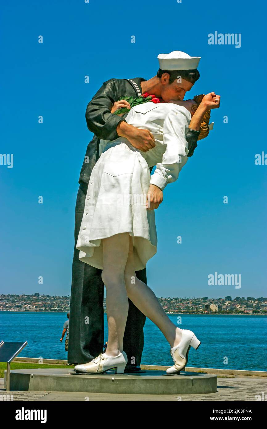 Kissing sailor statue, Port of San Diego. Stock Photo