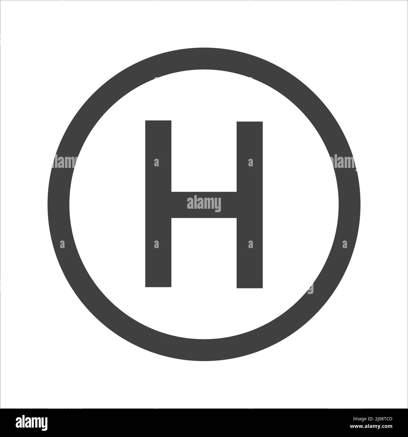 Helicopter landing pad icon on white isolate Stock Vector