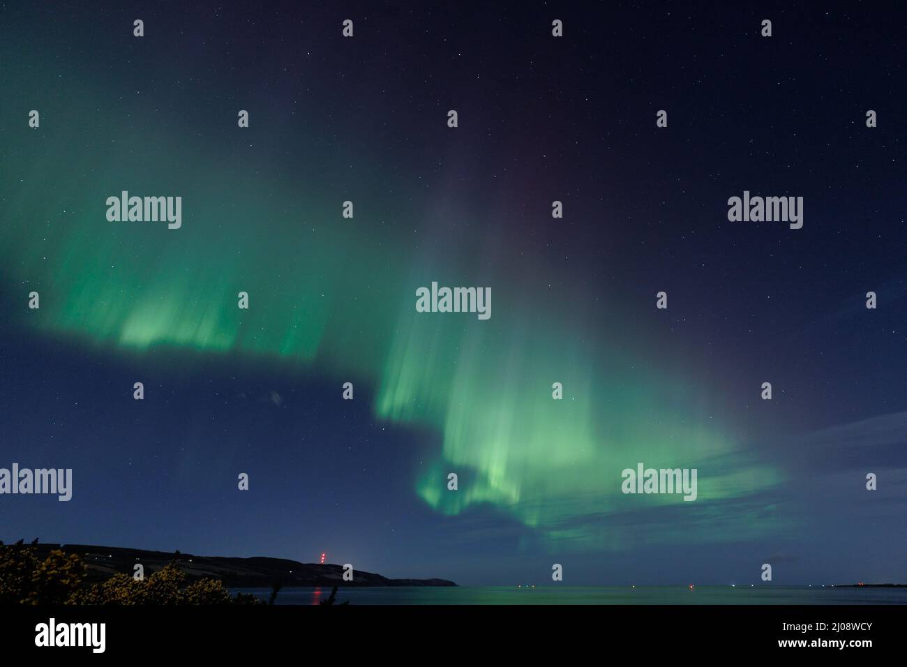 The Northern Lights (Aurora borealis) over the Scottish Highlands Stock Photo
