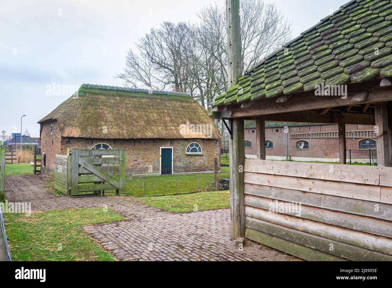 Old Dutch stable and farm, now serving as petting zoo Stock Photo
