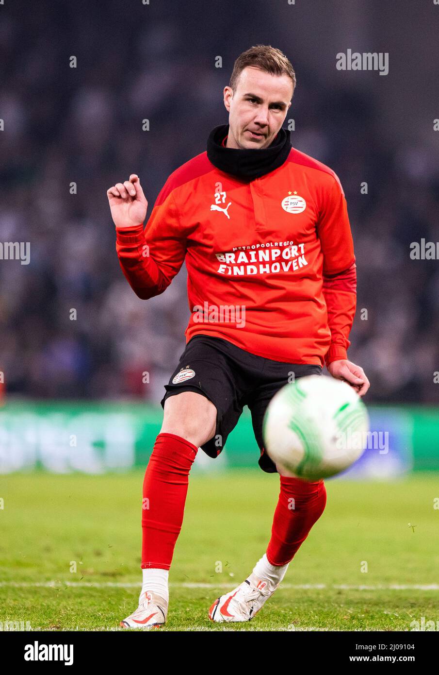 Copenhagen, Denmark. 17th Mar, 2022. Mario Götze (27) of PSV Eindhoven seen during the warm up before the UEFA Europa Conference League match between FC Copenhagen and PSV Eindhoven at Parken in Copenhagen. (Photo Credit: Gonzales Photo/Alamy Live News Stock Photo